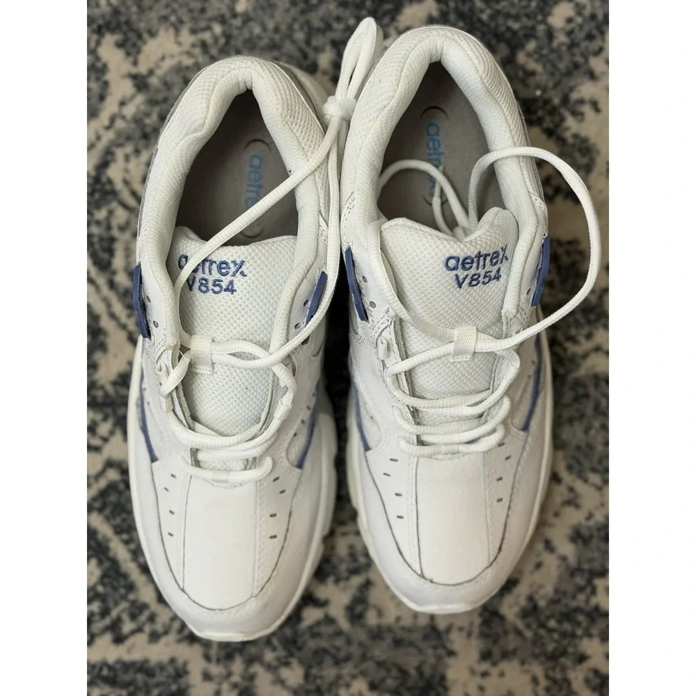 Aetrex Sneakers Women 9.5 X-Wide Periwinkle Lace Walker V854WX065 Reflective